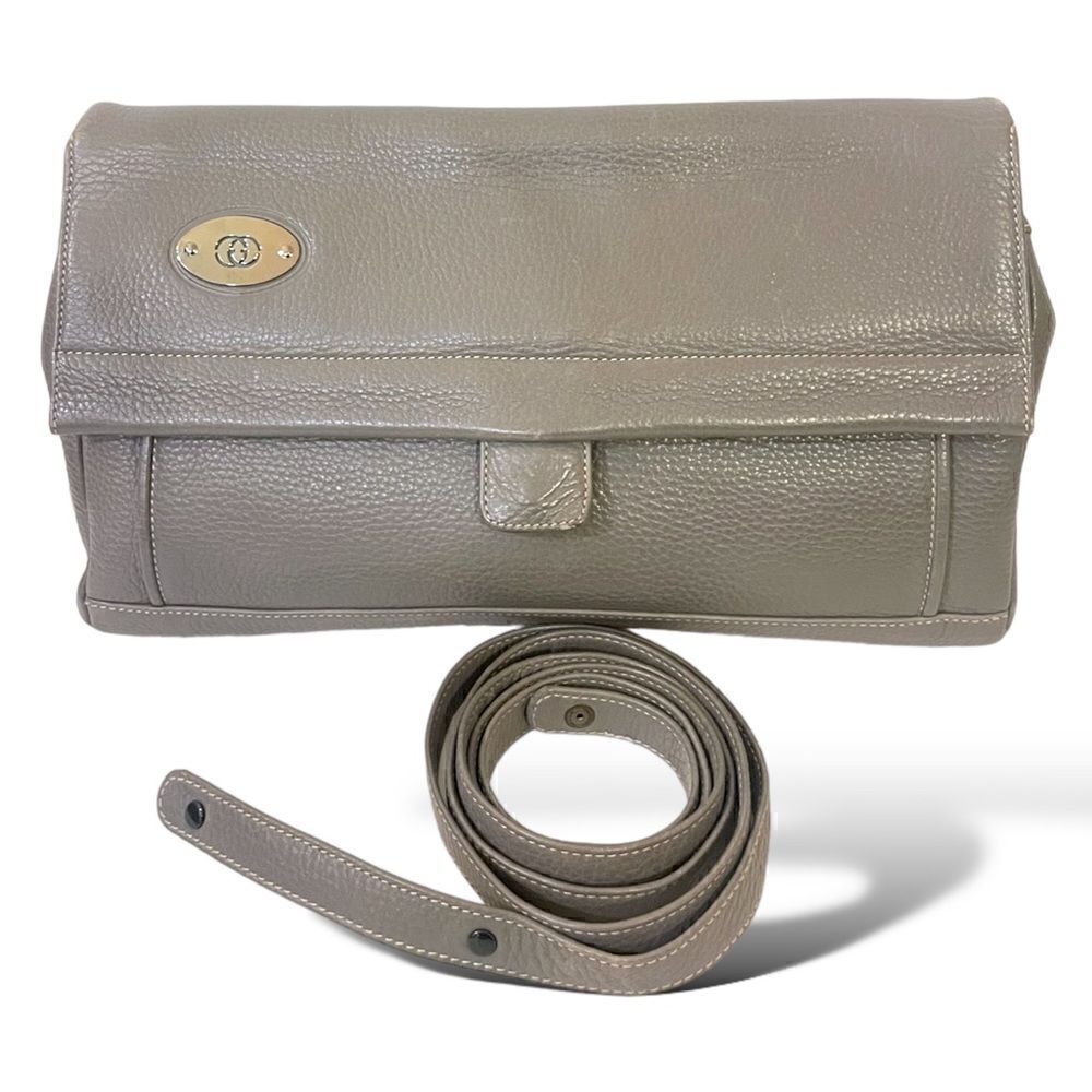 GUCCI Vintage Gray Leather Crossbody Bag / Clutch - Picture 6 of 13